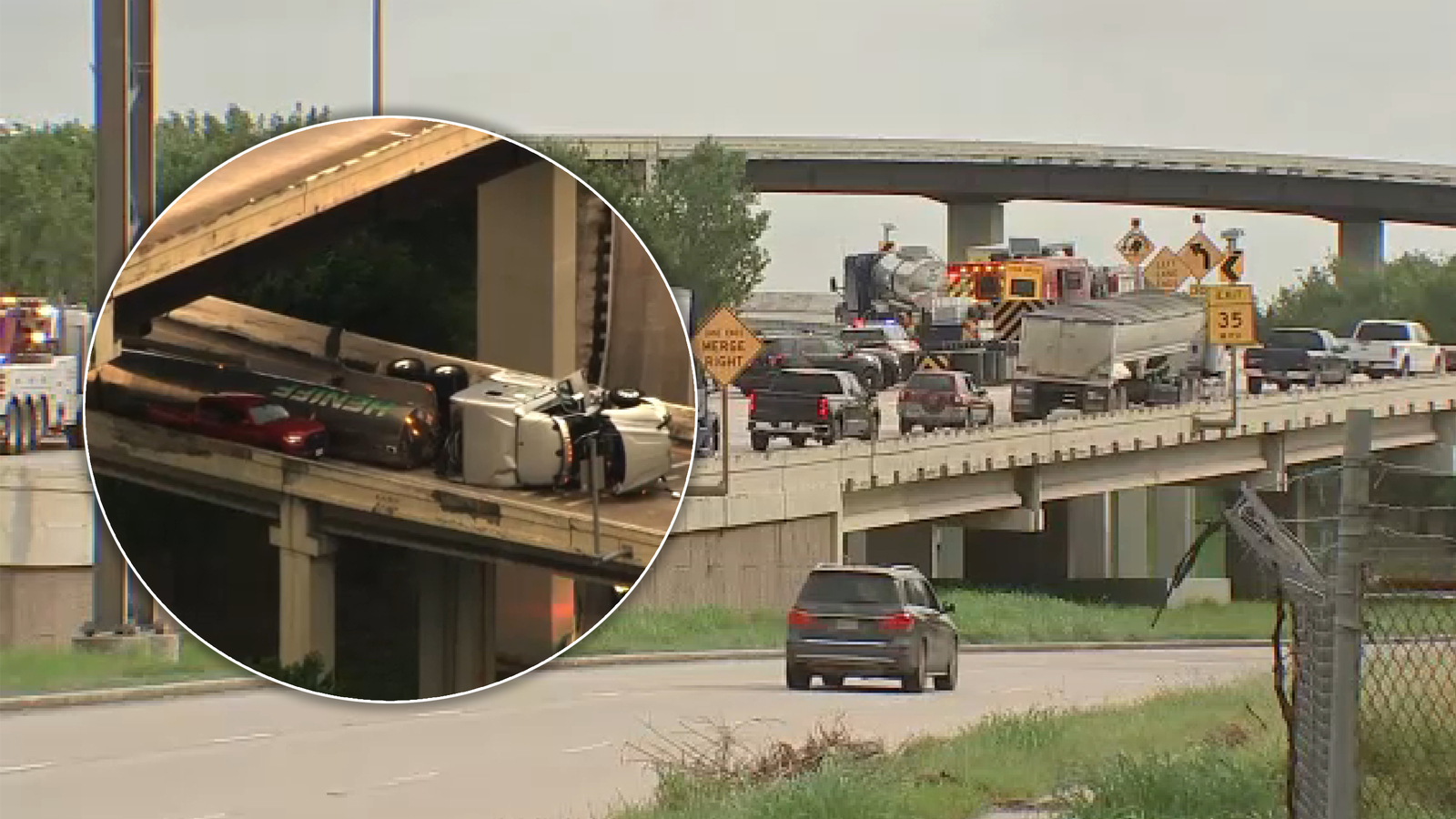 Lanes reopened after overturned 18-wheeler causes complete closure on ...