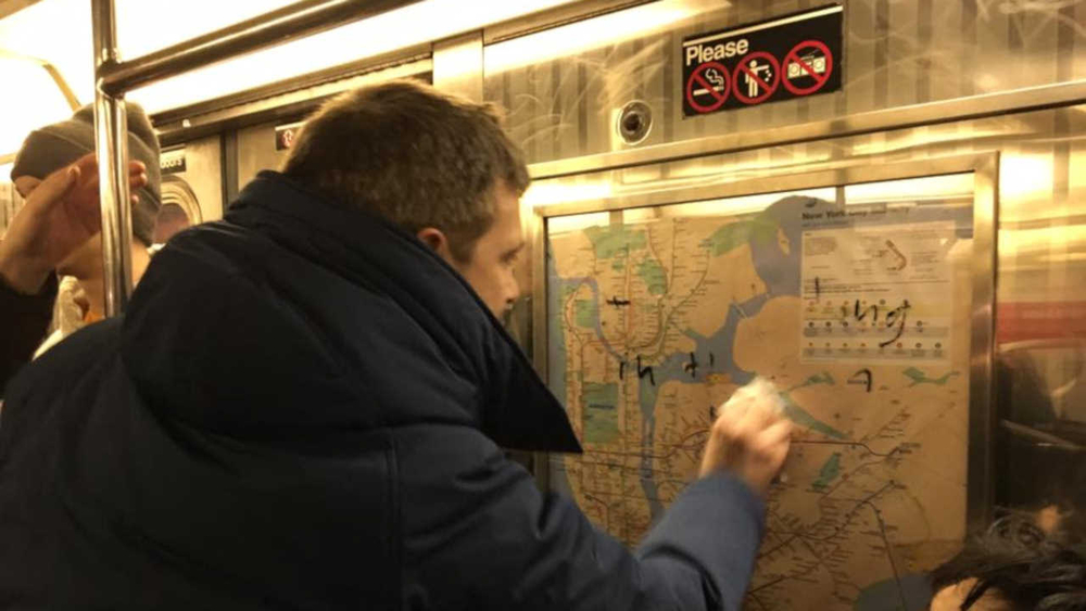 New Yorkers come together to remove swastikas on 1 train