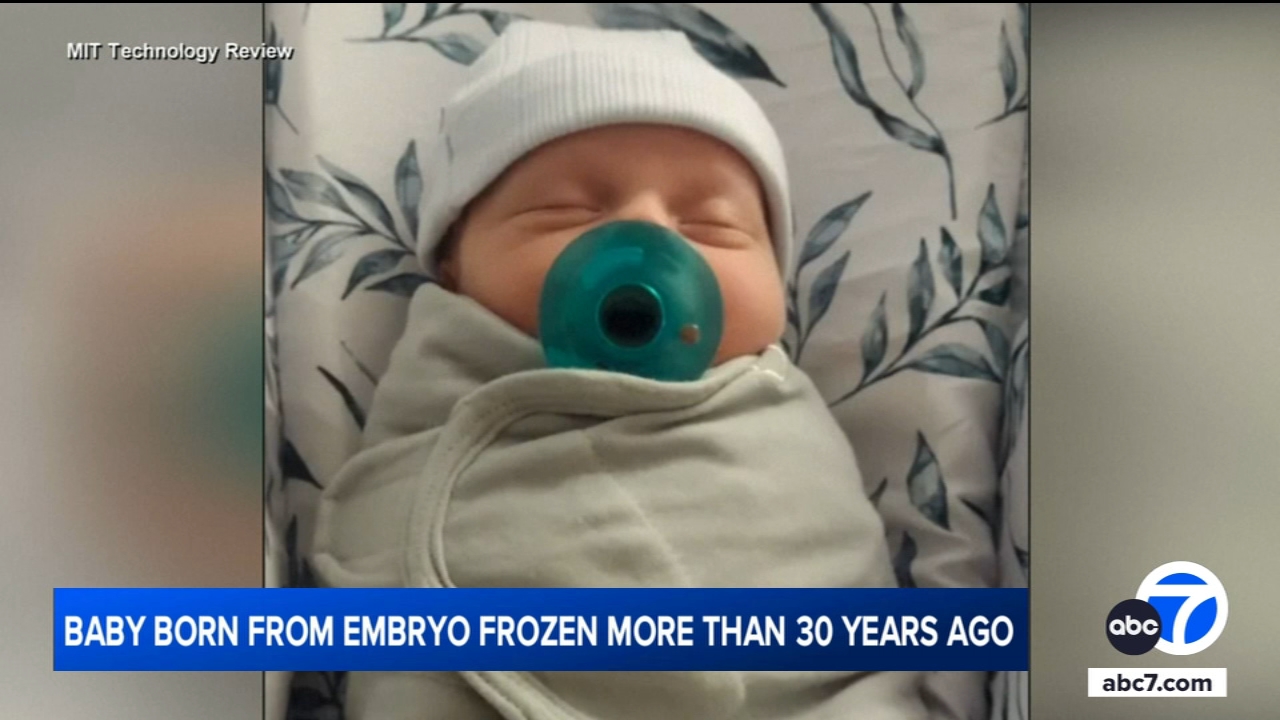 World's 'oldest baby': Ohio couple welcomes baby boy born from embryo frozen  in 1994 - ABC7 Los Angeles, image size:1280x720