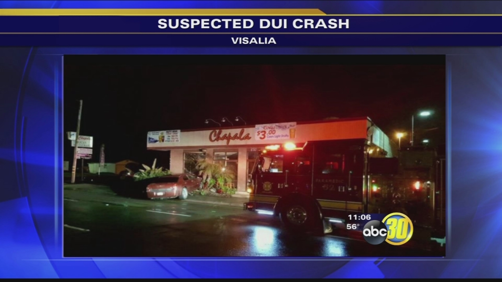DUI driver crashes into Visalia restaurant, police say - ABC30 Fresno