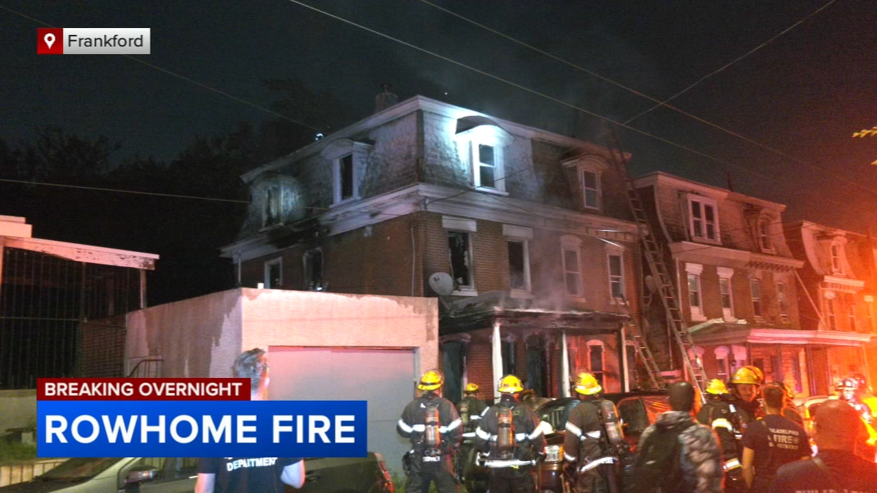 Crews battle row home fire in city's Frankford section