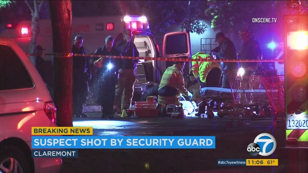 Guard shoots suspect who tried to break into car in Claremont