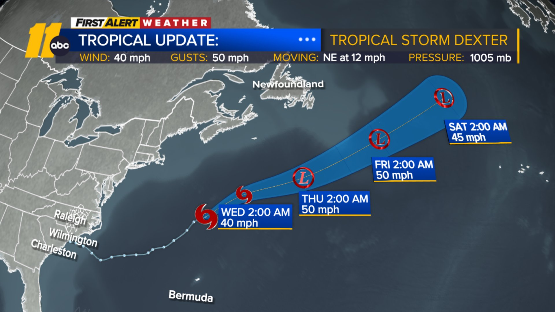 Atlantic tropical activity map