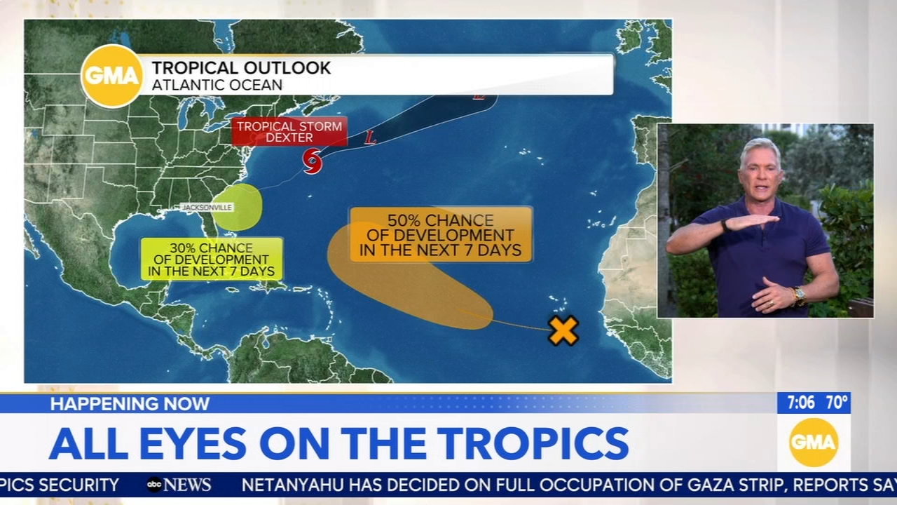 All eyes on the tropics as Tropcial Storm Dexter churns in Atlantic Ocean