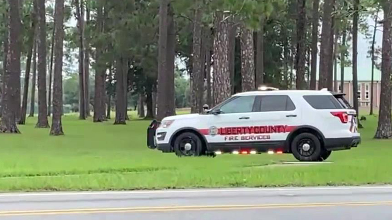 A Liberty County fire services car is seen near Georgia's Fort Stewart on Aug. 6, 2025.