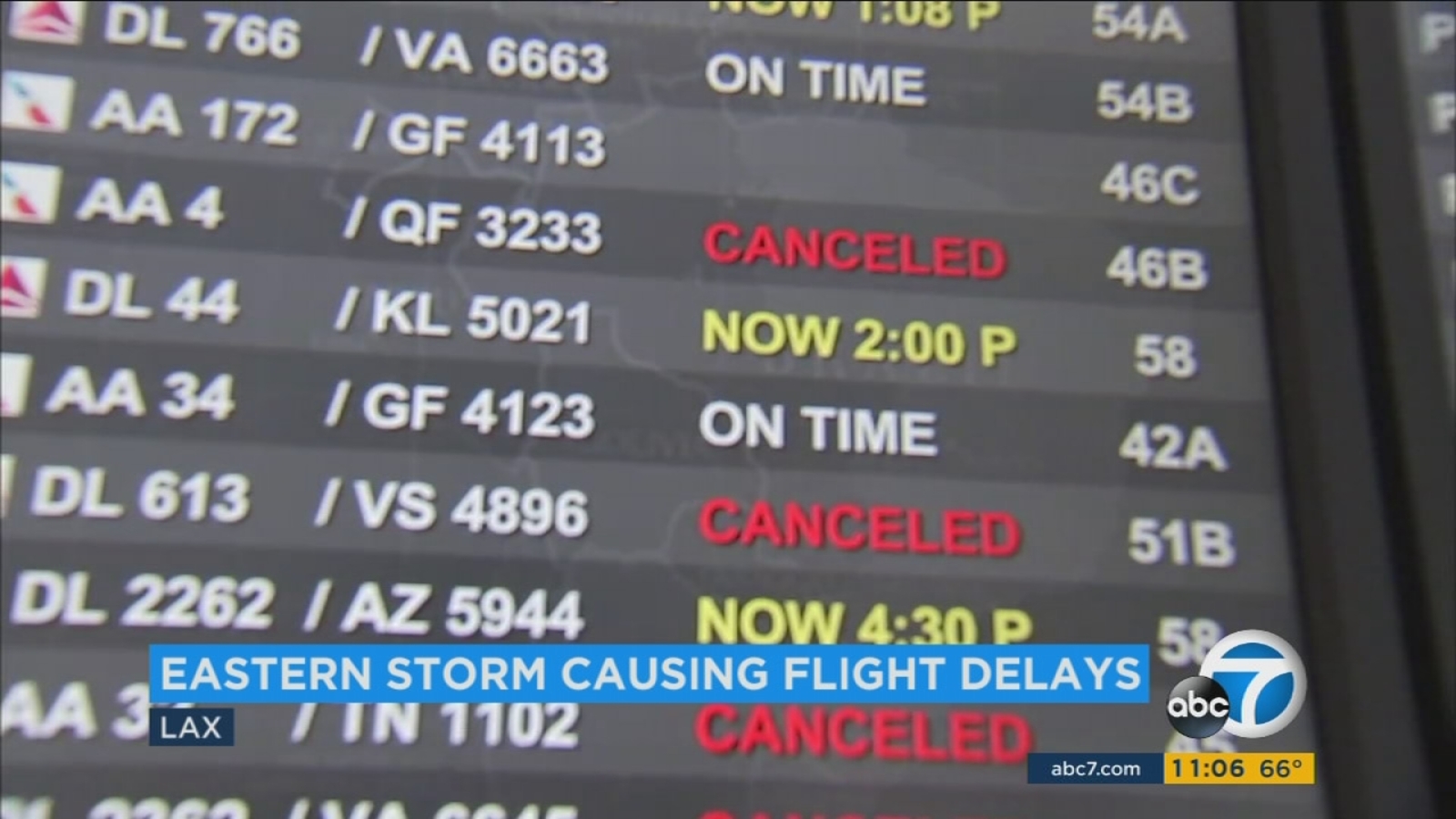 LAX cancellations, delays caused by East Coast storm ABC7 Los Angeles