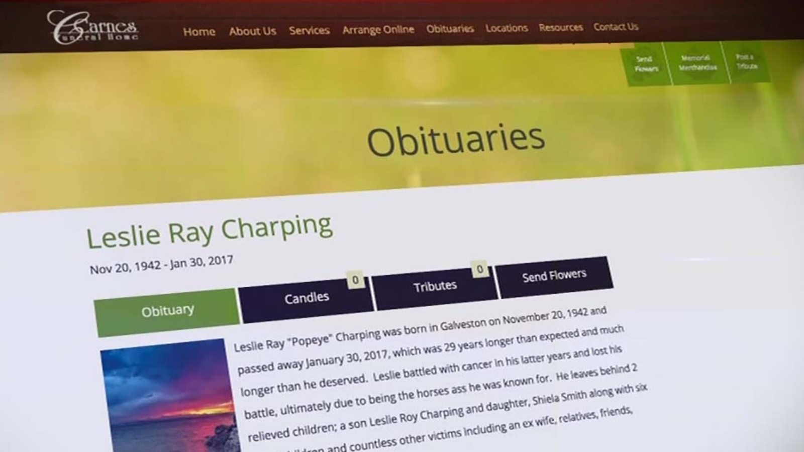 Galveston man's obituary 'His life served no obvious purpose' ABC7