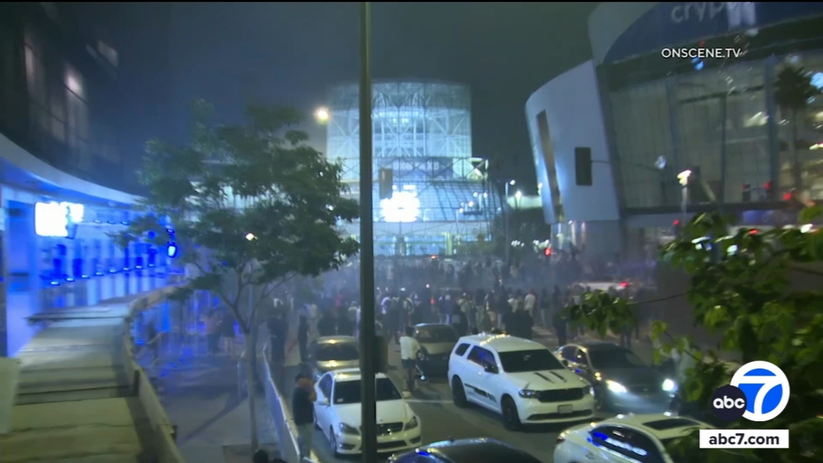 Chaotic street takeover broken up by police near Crypto.com Arena in  downtown LA - ABC7 Los Angeles