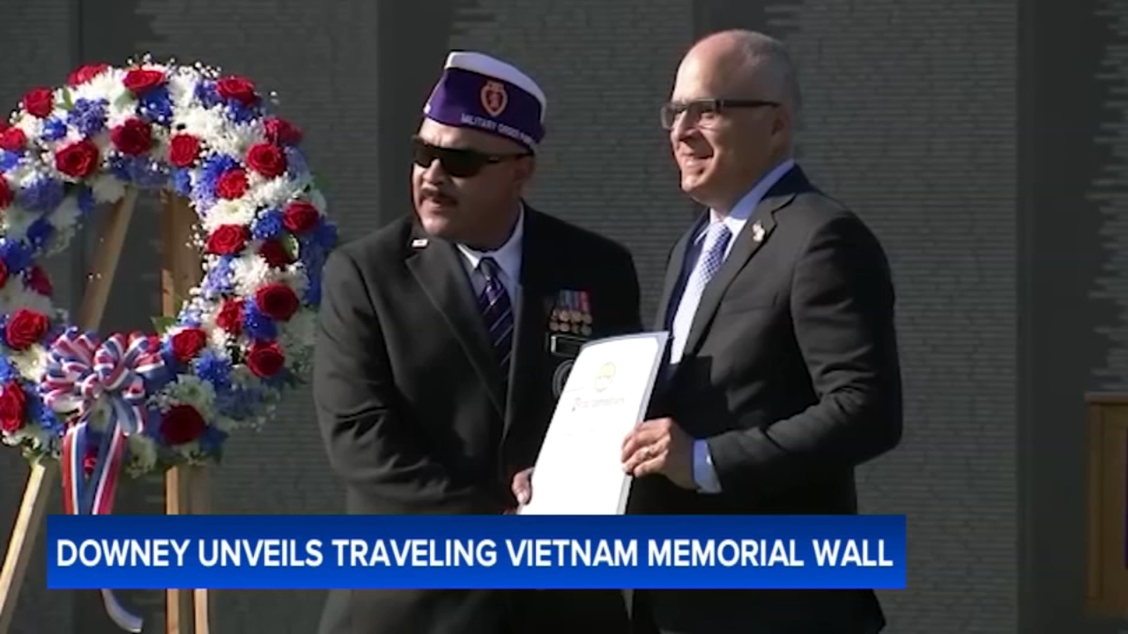 Traveling Vietnam memorial wall comes to Downey for National Purple Heart Day
