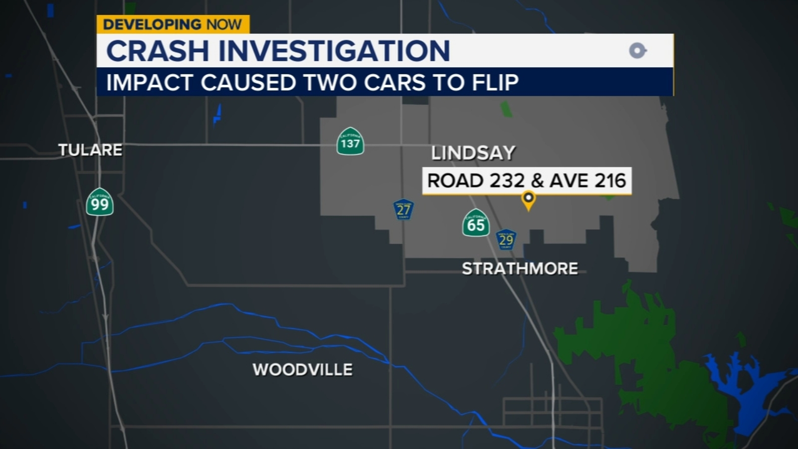 Investigation underway after crash flips two vehicles in Tulare County