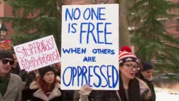 Hundreds rally in Washington Square Park to denounce immigration raids