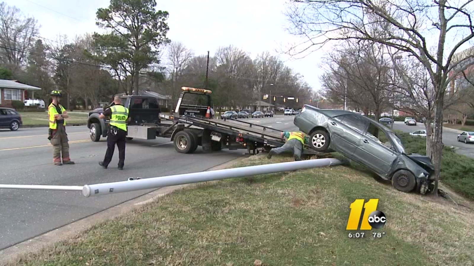 Car crashes into pole in Durham; driver taken to hospital - ABC11 ...