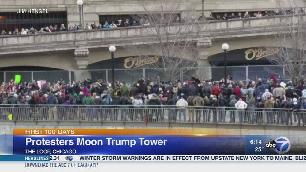 Protesters moon Trump Tower