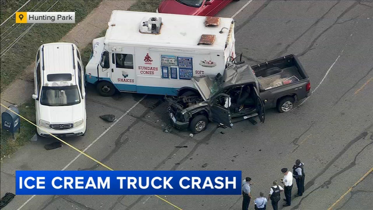 Video captures pickup truck colliding with ice cream truck in