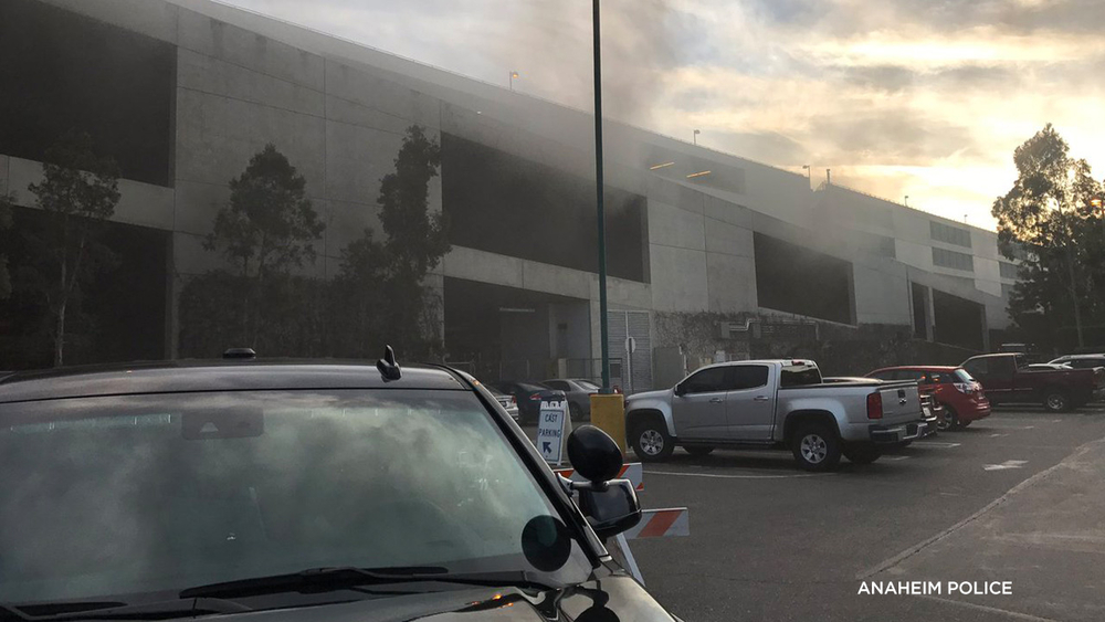 Multiple cars catch fire at Disneyland parking garage