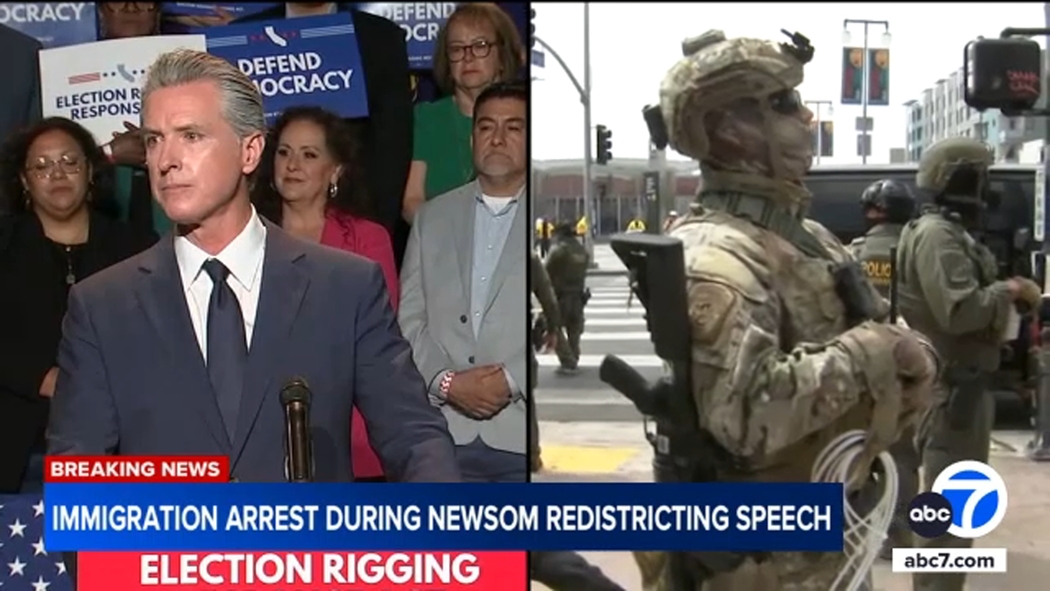 Federal agents conduct operation in Little Tokyo, Los Angeles, outside venue where Newsom announced redistricting plans - ABC7 Los Angeles