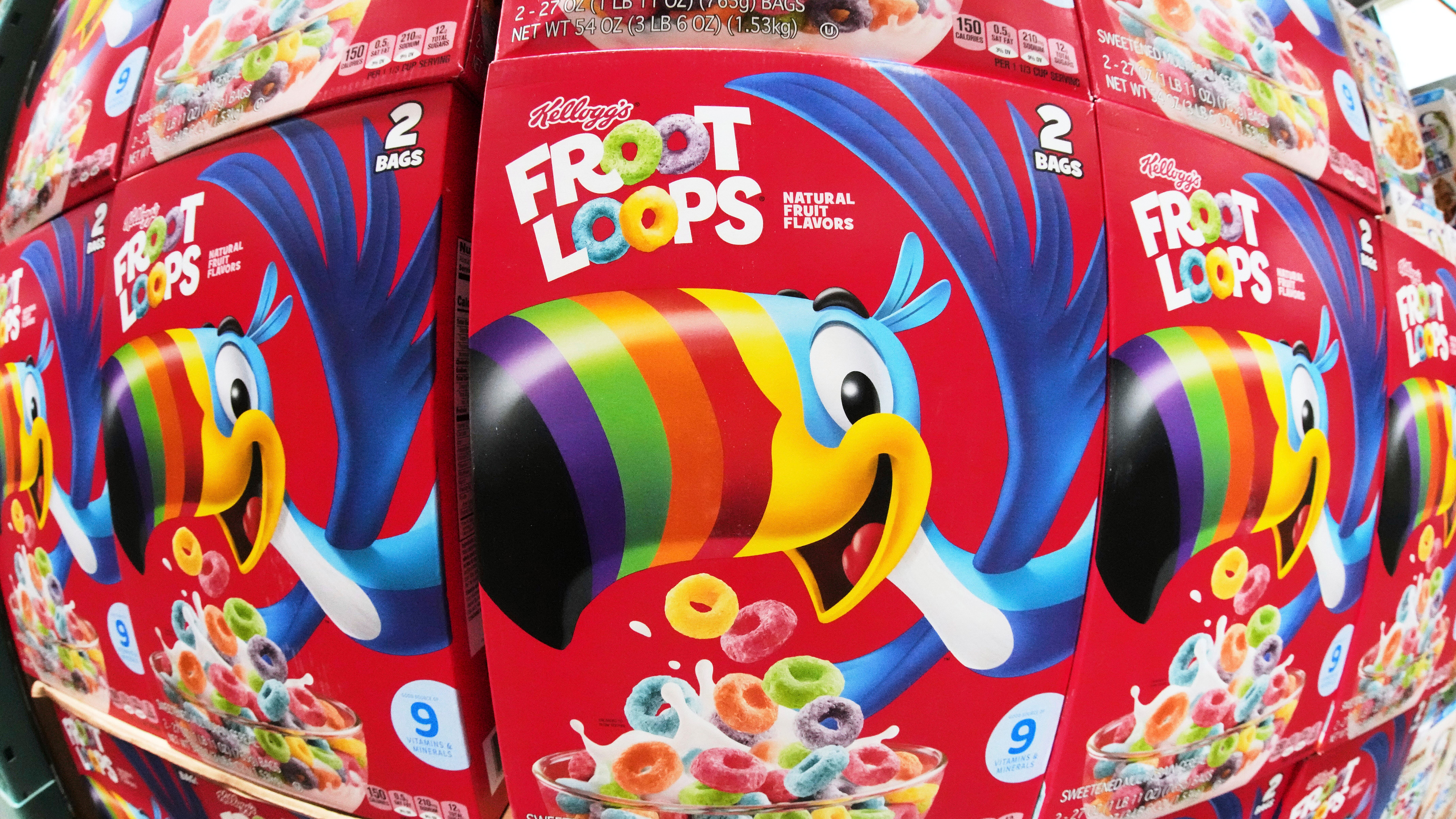 Kellogg's Froot Loops is on display in a Costco in Pittsburgh, Monday, July 14, 2025.