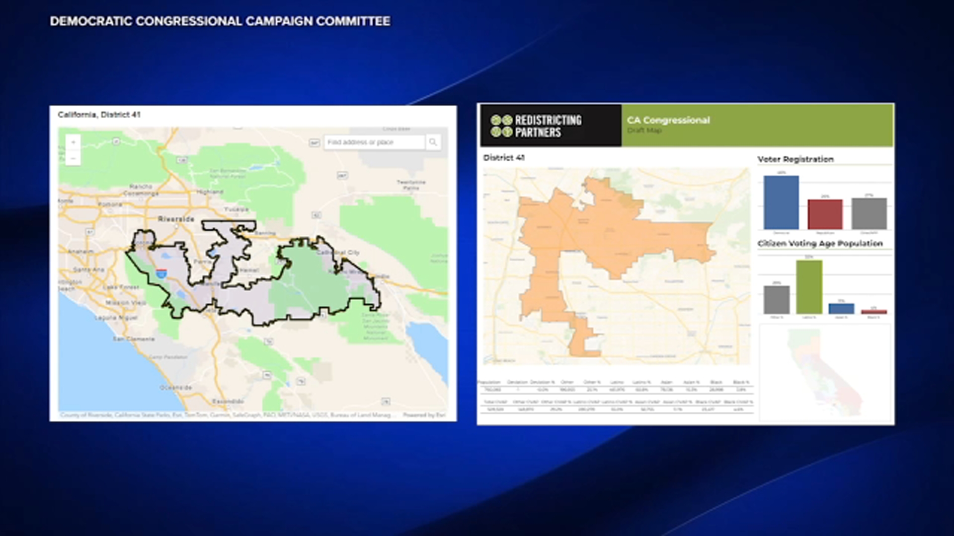 A side-by-side comparison shows how California's District 41 would change under the new proposed maps.