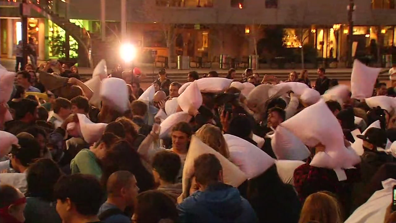 Hundreds flock to annual San Francisco Valentine's Day pillow fight
