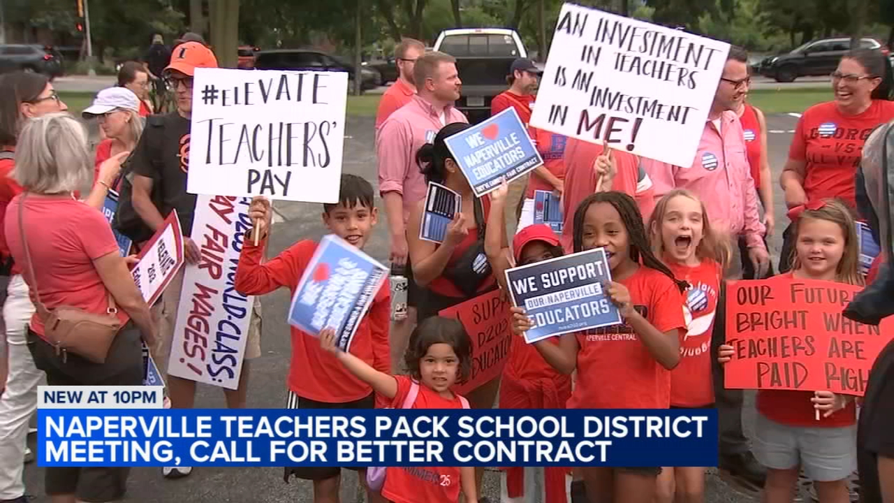 Naperville teachers pack school board meeting, demand better contract