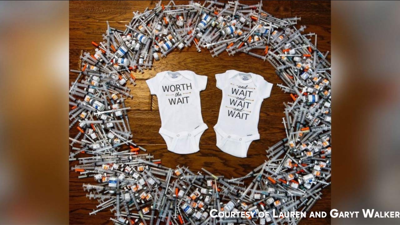 Couple reveals pregnancy in amazing viral photo with 452 IVF needles