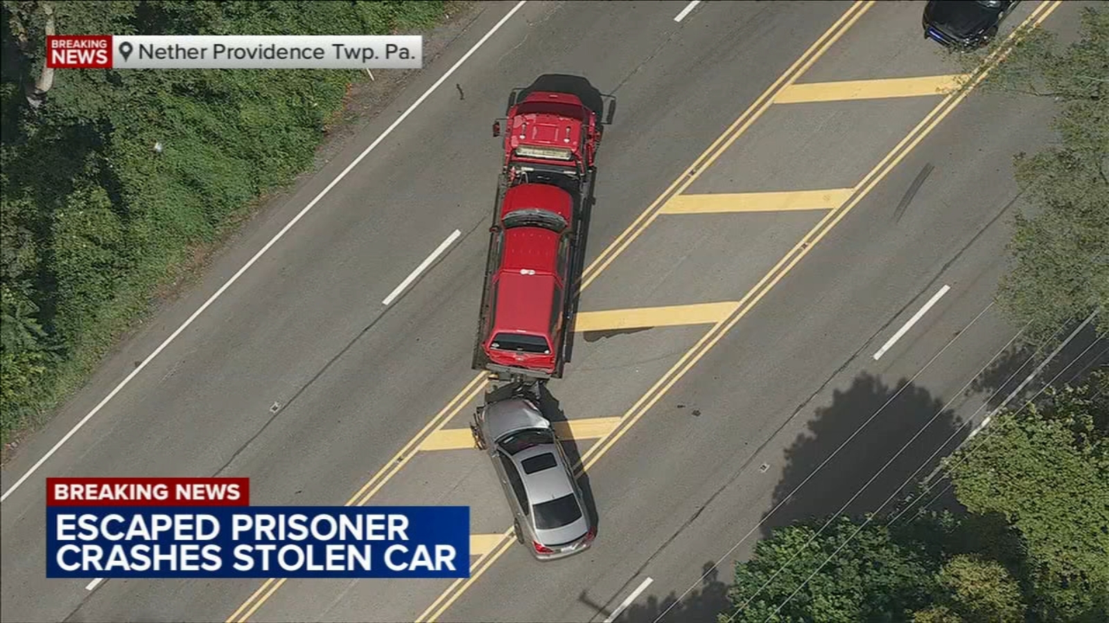 Escaped prisoner arrested after police chase ends in crash in Delaware County