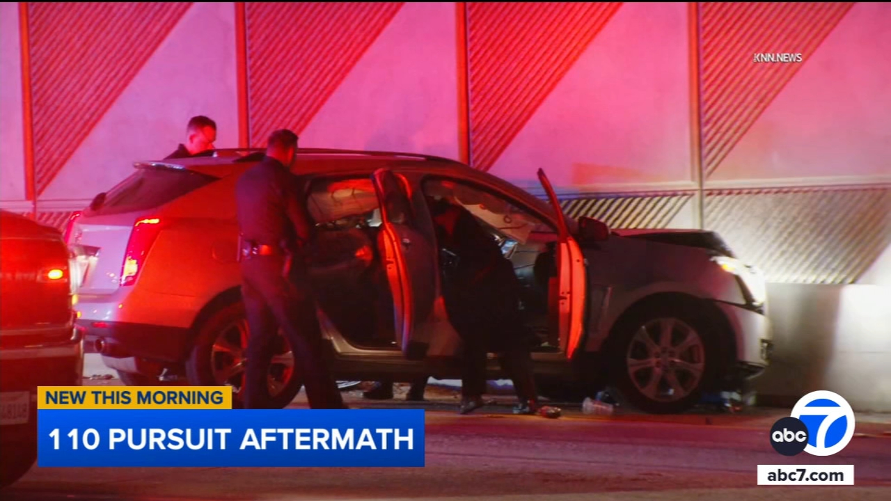 Suspect reportedly ejected in crash at end of chase on 110 Freeway