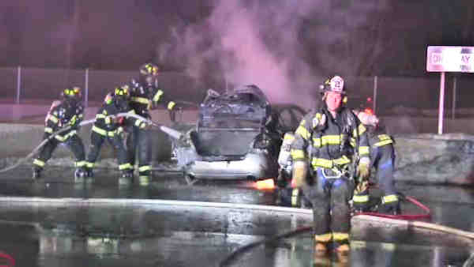 Police rescue 3 from burning car on Long Island overnight ABC7 New York