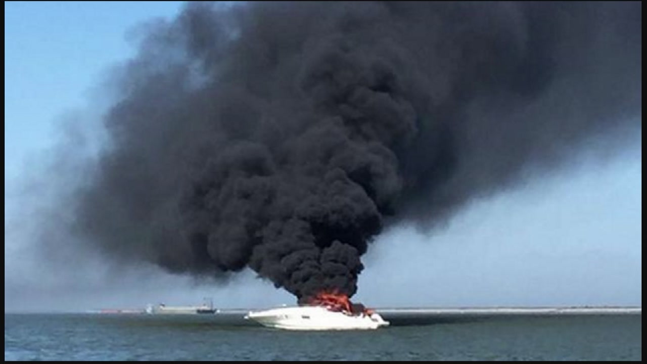 2 passengers rescued from burning boat in Galveston