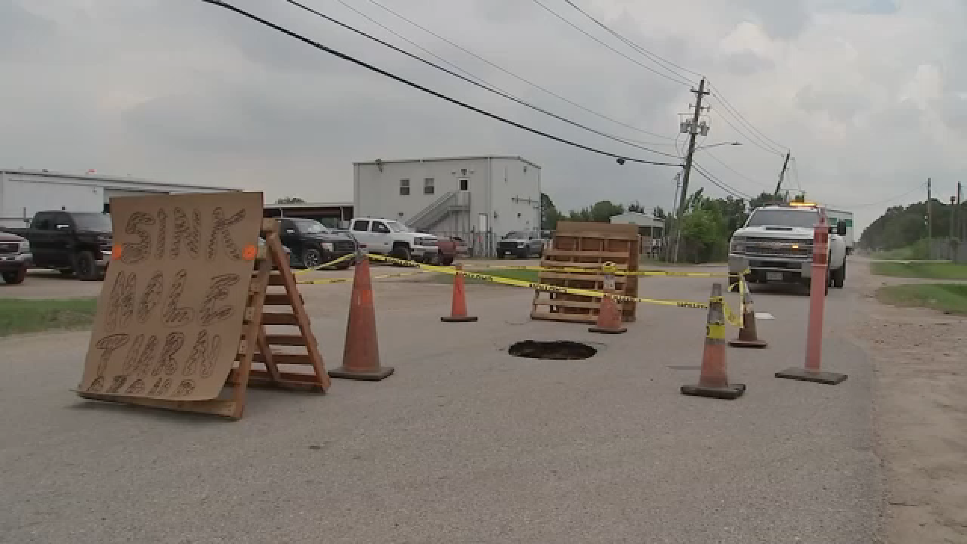 Wastewater line issue causes hole in middle of busy southwest Houston road