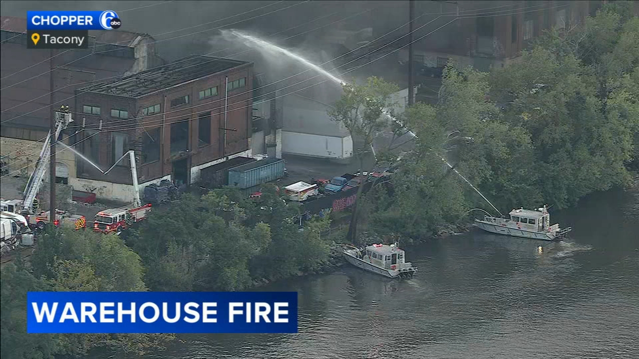 5-alarm warehouse fire in Philadelphia's Tacony section under control, fire officials say