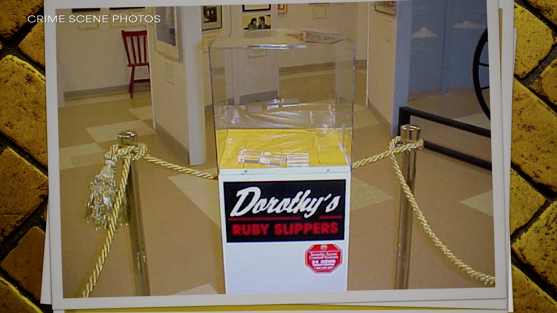 Crime scene photos shown in "Ruby Red Handed: Stealing America's Most Famous Pair of Shoes"