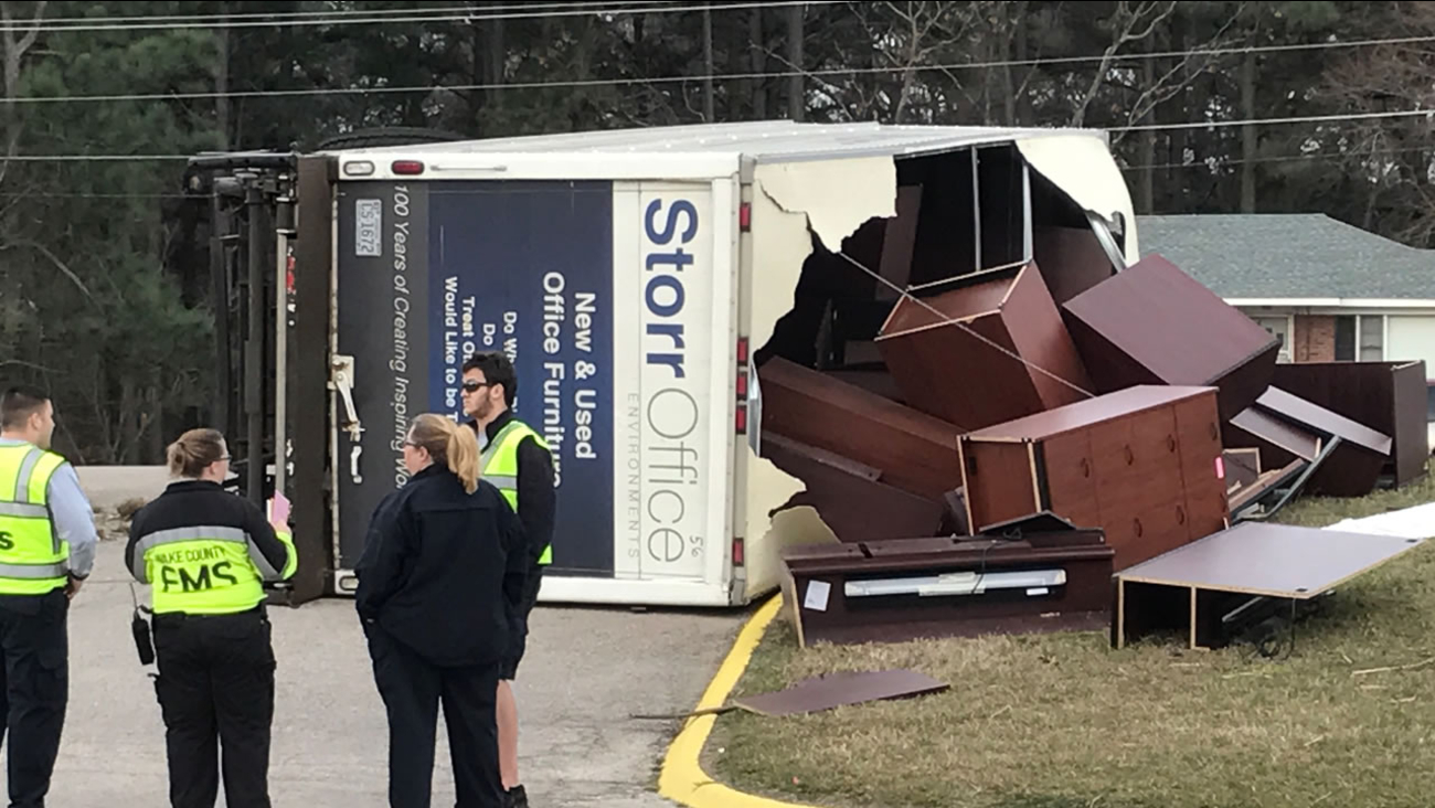 Furniture truck flips on Capital Boulevard in Raleigh ABC11 Raleigh