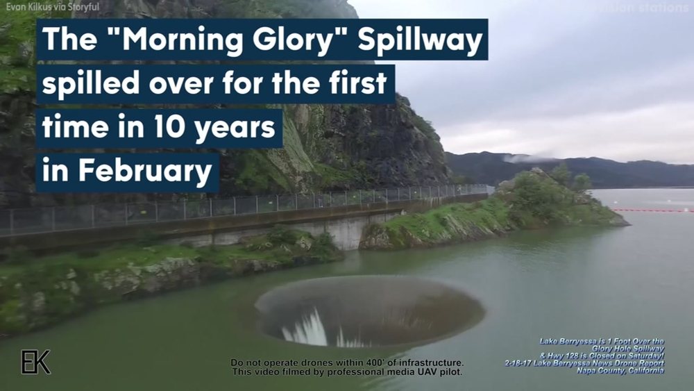 'Morning Glory' spillway spills over for first time in 10 years