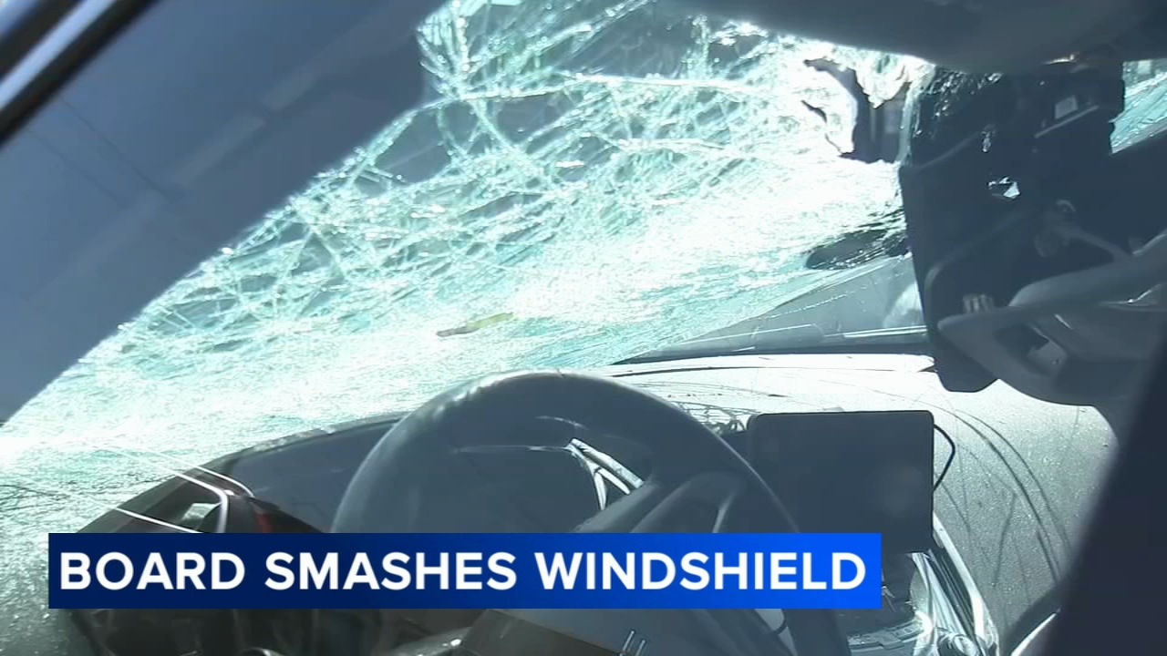 Car totaled after plywood smashes through windshield on I-76