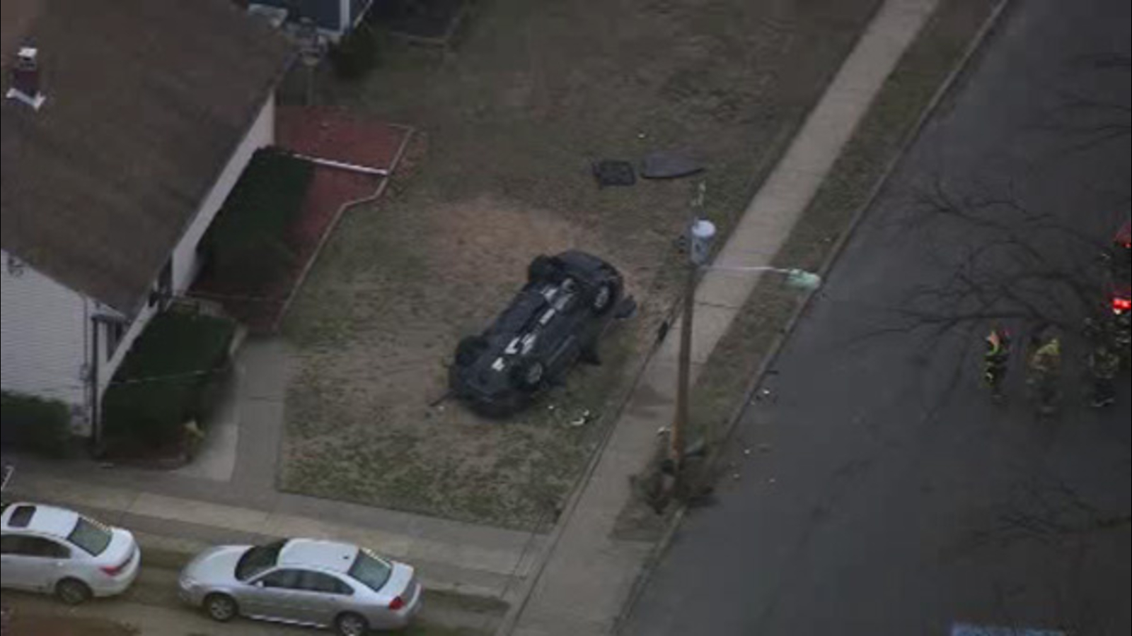 Car hits pole, overturns injuring driver in Palmyra 6abc Philadelphia
