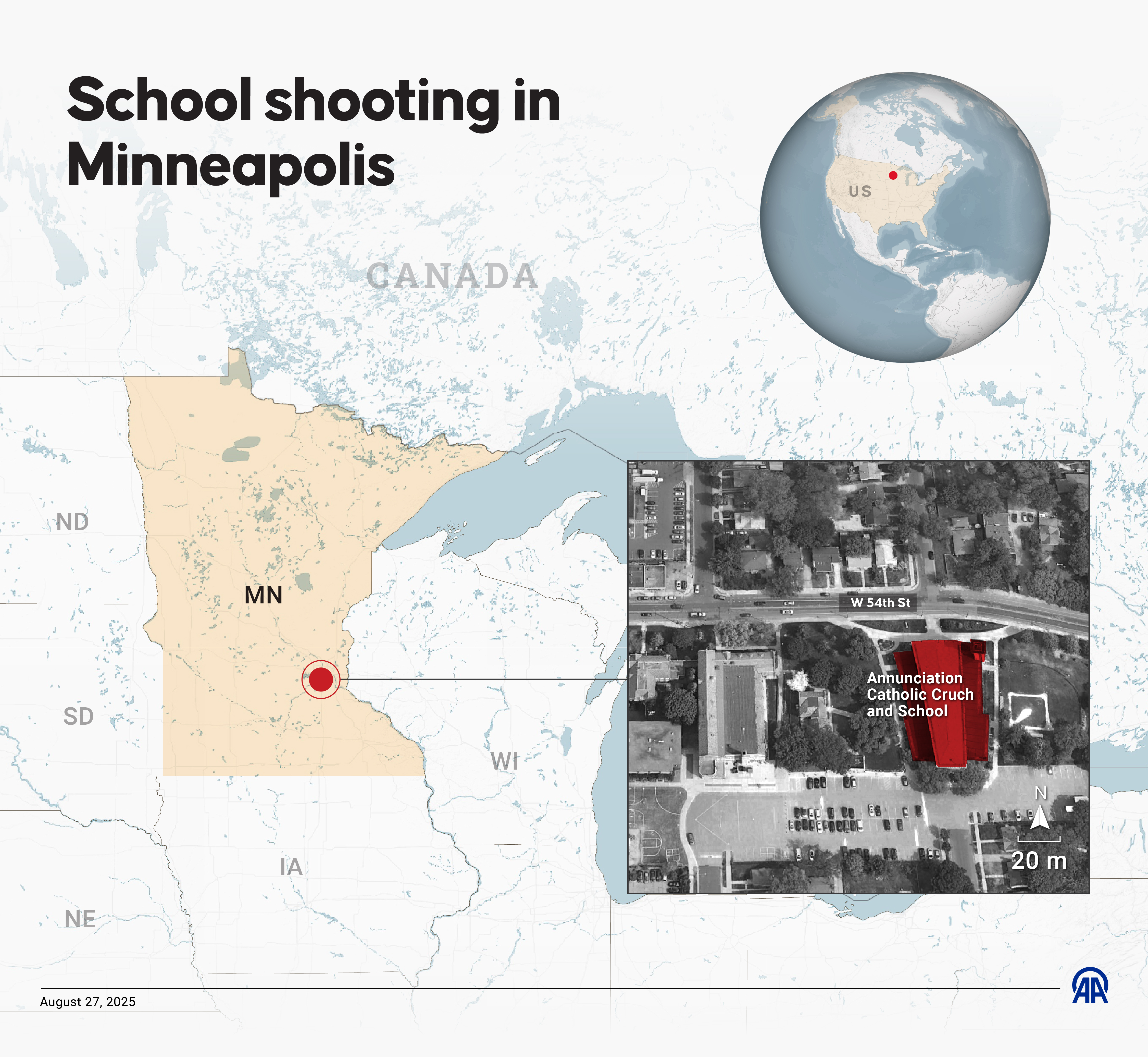 Two young children were killed in a shooting at the Annunciation Catholic School in the US state of Minnesota early Wednesday, according to the Minneapolis police chief.