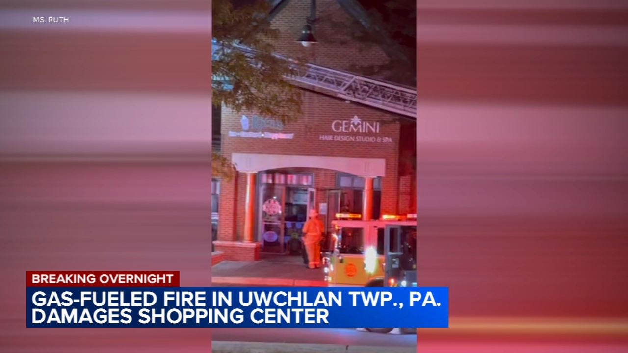 Viewer video shows the scene at Wellington Road and Rice Boulevard in Uwchlan Township at 1:45 a.m. on Thursday morning.