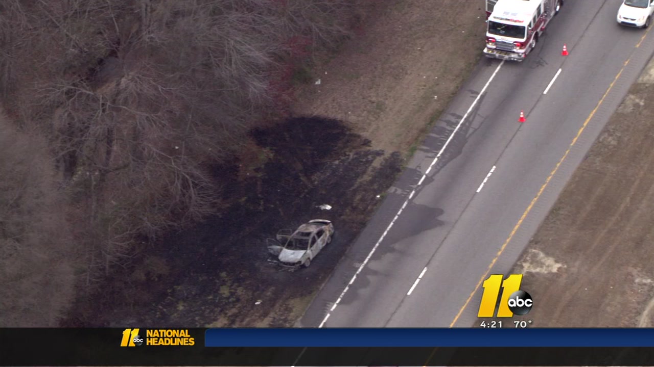 Car fire causes backups in Wake County