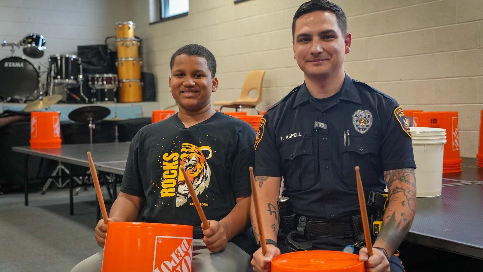 PA police officer drums alongside nephew for special performance