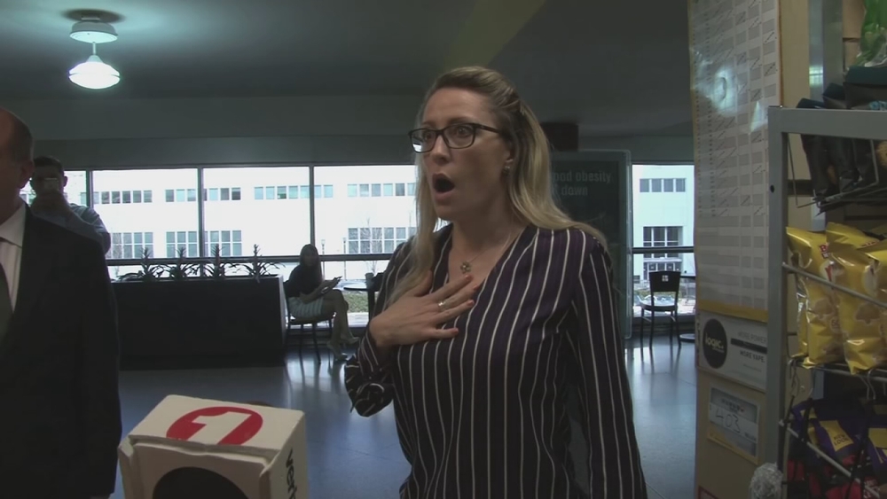 Raw video: Woman learns she won lottery