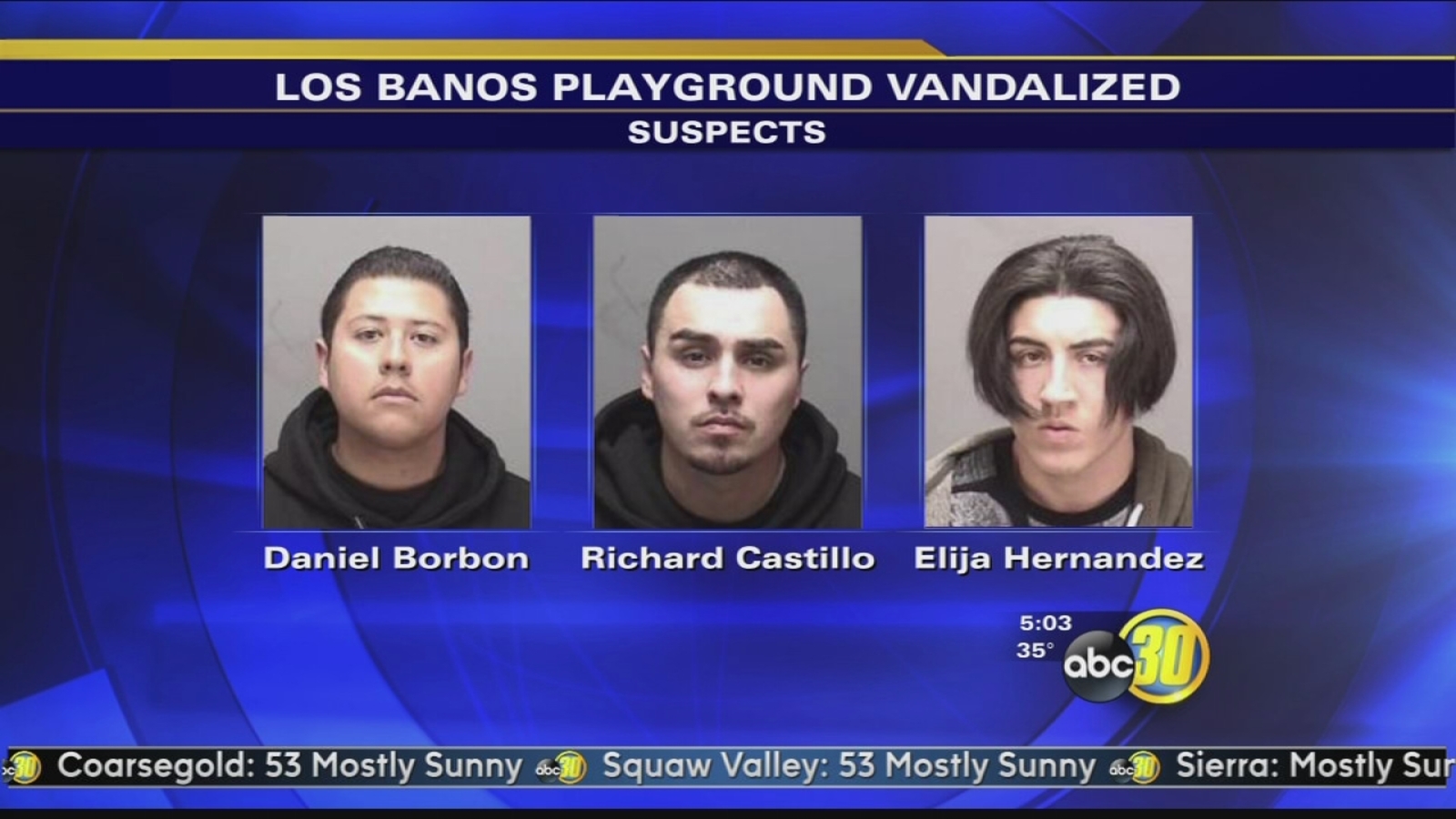 3 men, with paint on hands, arrested on vandalism charges in Los Banos