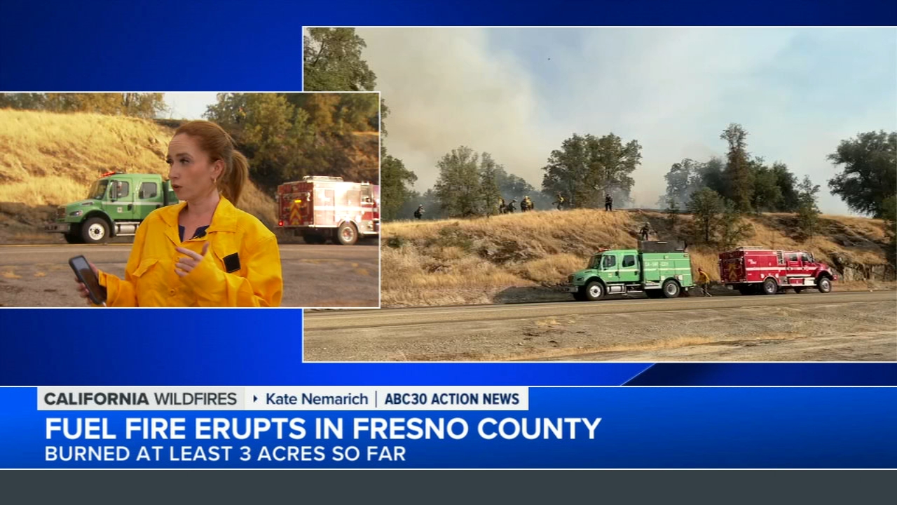 Fuel tanker sparks wildfire in Fresno County, CAL FIRE says