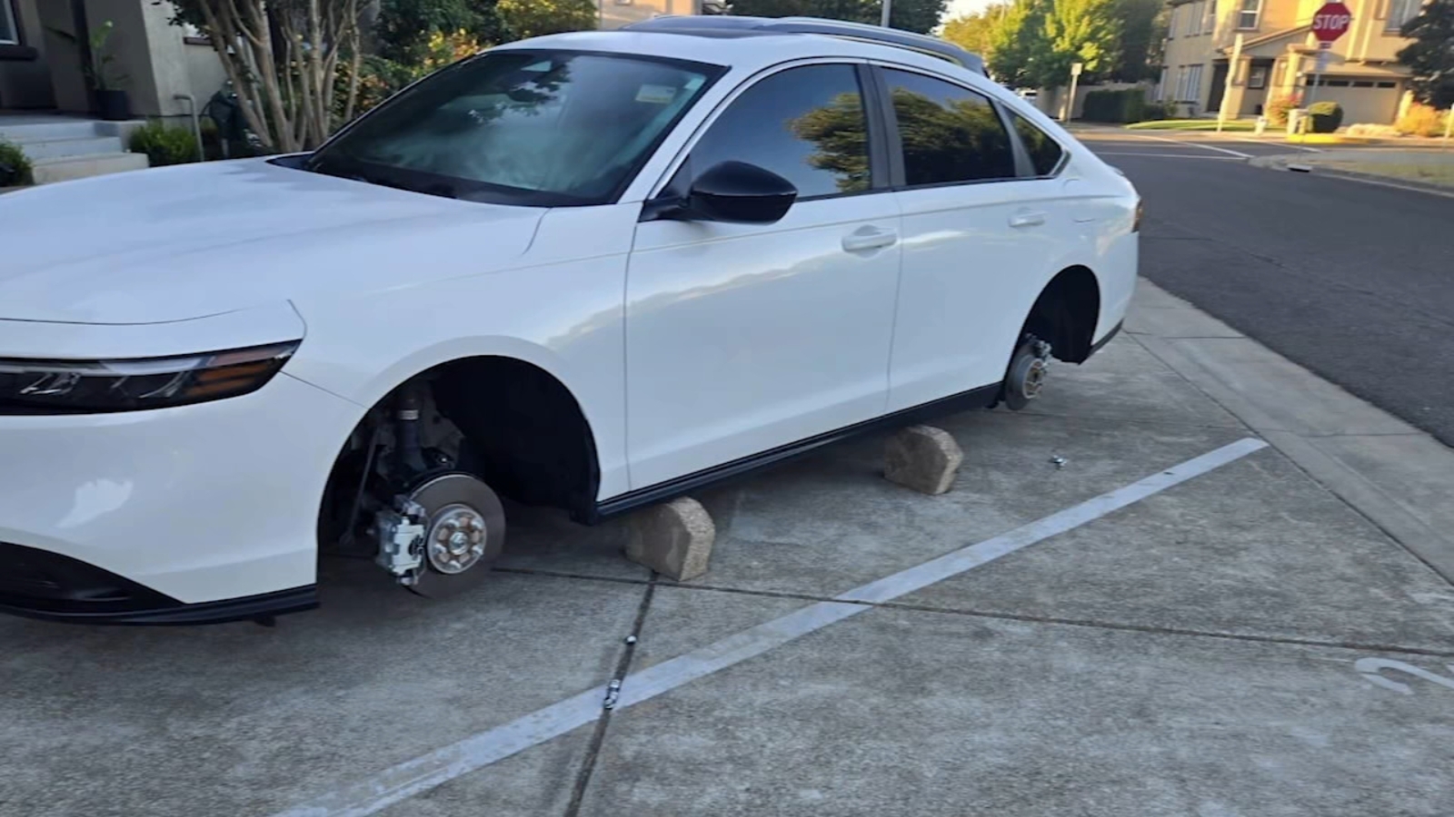 Thieves targeting wheels in Santa Rosa are leaving stripped cars on cement blocks