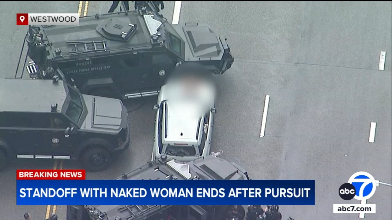 Naked driver in custody after lengthy standoff in Westwood