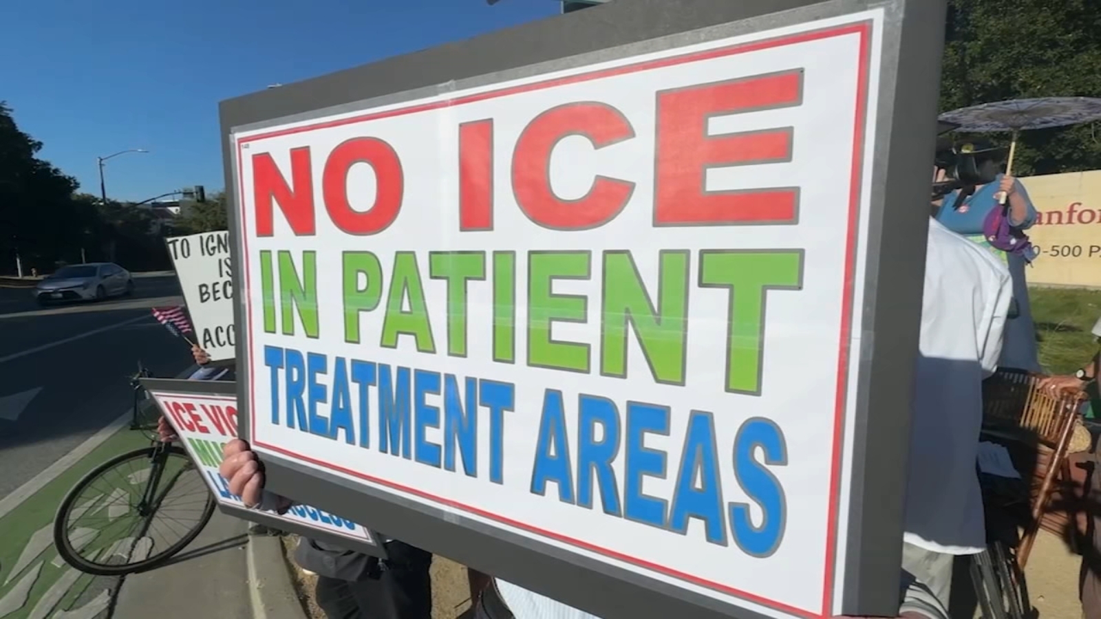 Should ICE be allowed in healthcare facilities? Rally held for detained woman at Stanford Hospital