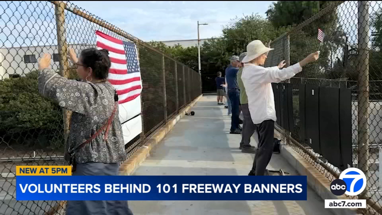 Local volunteers are brigading signs above the 101 freeway to send