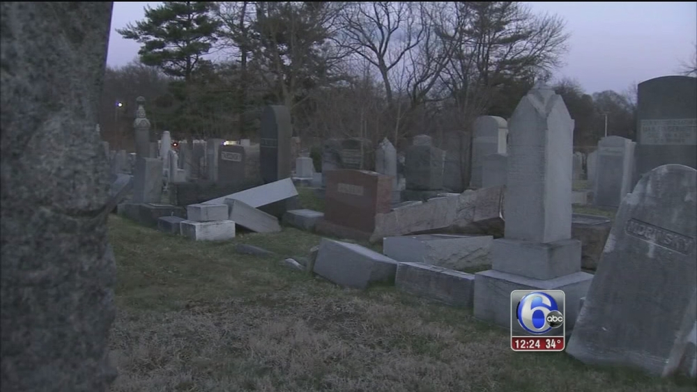 Hundreds of headstones vandalized at Jewish cemetery in Philly