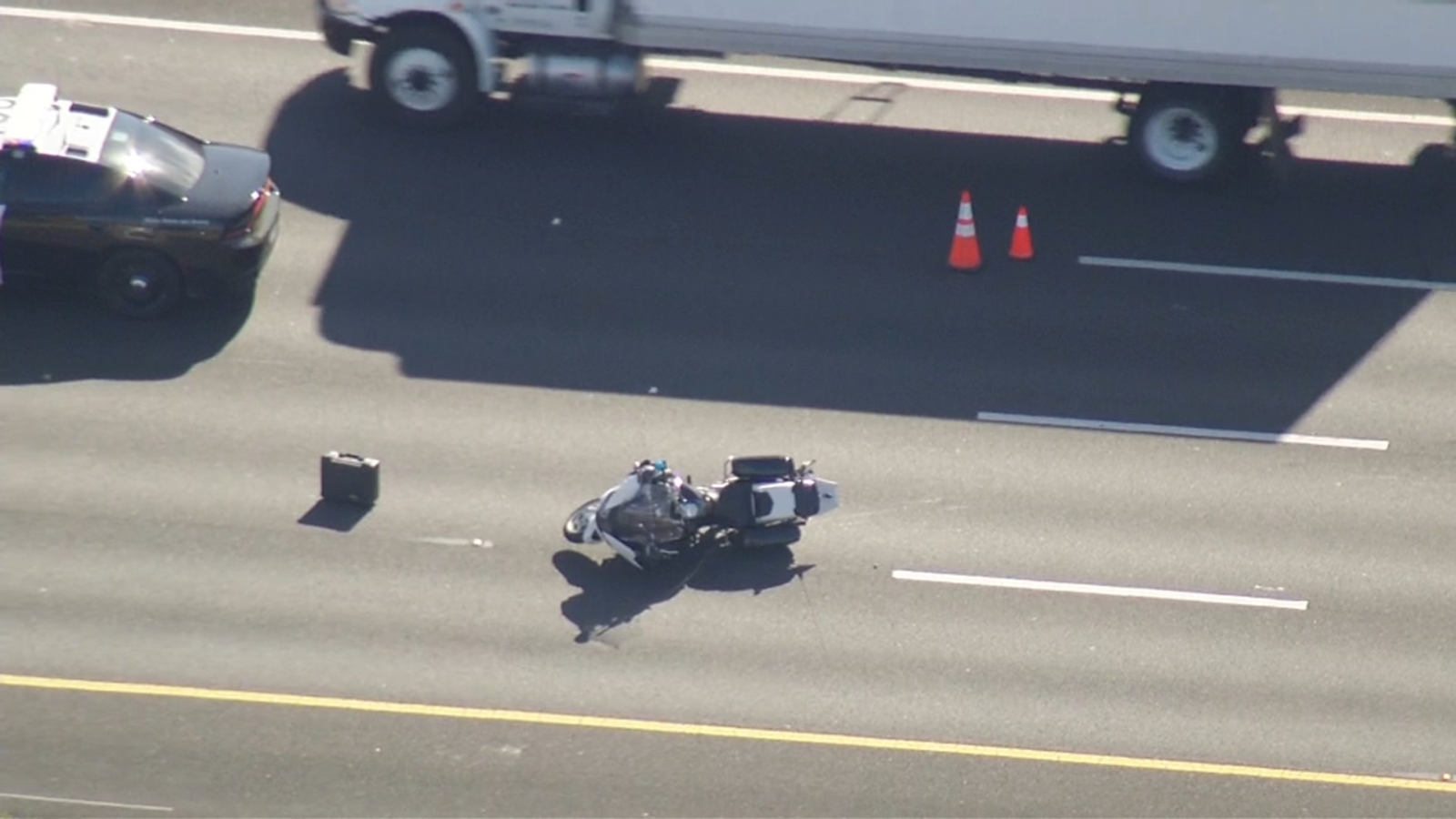 Several lanes of Hwy 280 in San Mateo Co. closed due to crash possibly involving CHP motorcycle