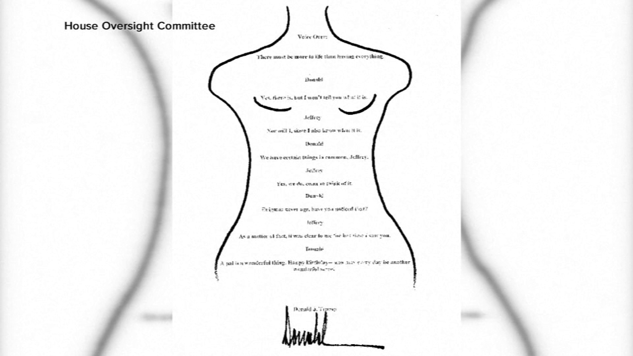 Trump note to Epstein that he denies signing is released by Congress